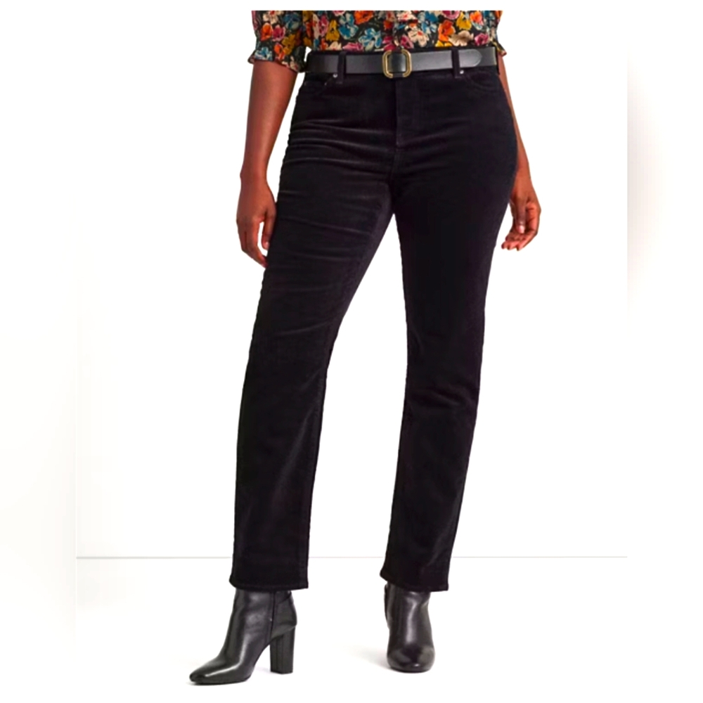 Lauren Ralph Lauren Women's Black Corduroy Pants BootCut Mid-rise Rise Professio